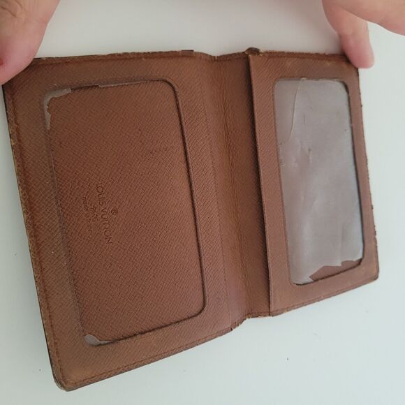 Louis Vuitton LV Brown Folding Monogram Leather Card ID Wallet Small Authentic - Picture 3 of 10